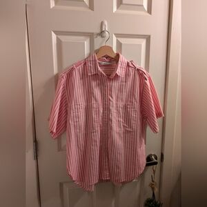 Vintage Diane Von Furstenberg Pink and White Striped Shirt
